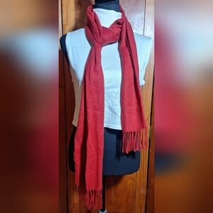 CASHMINK Cozy Red Scarf with Fringe